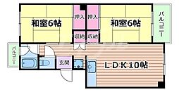 都島コーポ 2LDKの間取図画像