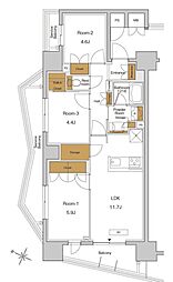 RJRプレシア東十条ガーデン 10階3LDKの間取り