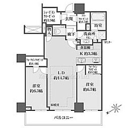 ザ・パークハウス三田ガーデンＴＯＷＥＲ棟 21階2LDKの間取り