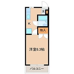 カーサ四谷 1階1Kの間取り