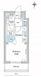 スタイリオ池上ＳＯＵＴＨ 2階ワンルームの間取り