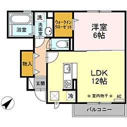 JR横浜線 橋本駅 バス14分 九沢自治会館下車 徒歩3分の賃貸アパート 1階1LDKの間取り