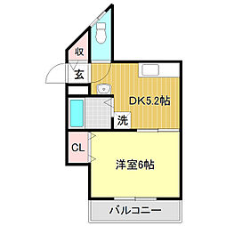 ラフィングフラット 1DKの間取図画像