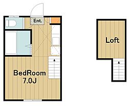 グリーンハイム 1階ワンルームの間取り