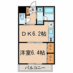 カーサ・エスペランサ 3階1DKの間取り