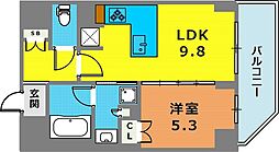 リーガル神戸三宮II 2階1LDKの間取り
