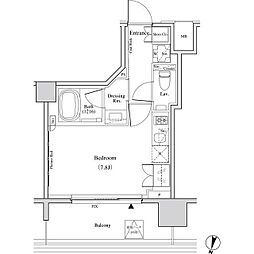 ザ・パークハビオ代々木 4階ワンルームの間取り