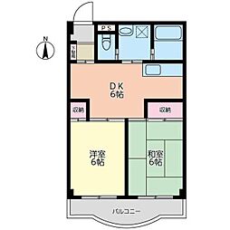 ヒカリマンションパート1 2DKの間取図画像