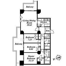 泉ガーデンレジデンス 3LDKの間取図画像
