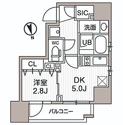 SEASONFLATS蔵前PARKFRONT 1DKの間取図画像