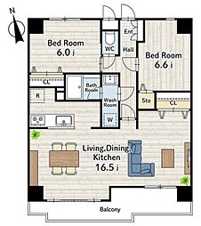 PLENDY南町田グランベリーパーク 3階2LDKの間取り