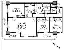ハイネス目黒 2階3LDKの間取り