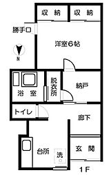 石塚荘 1階1Kの間取り
