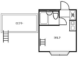サンパレス上尾 2階ワンルームの間取り