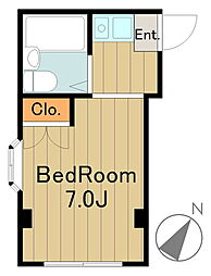 京王相模原線 京王堀之内駅 徒歩8分の賃貸マンション 3階ワンルームの間取り