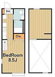 マピエス千代田 1階1Kの間取り