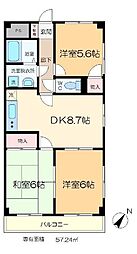 シティパル瑞江 4階3DKの間取り