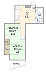 中村ビル 3階2DKの間取り