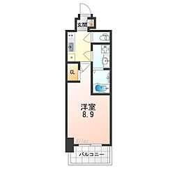 阪急京都本線 上新庄駅 徒歩3分の賃貸マンション 5階1Kの間取り