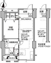 東雲キャナルコートCODAN11号棟 9階1LDKの間取り