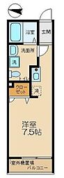JR横浜線 八王子みなみ野駅 徒歩11分の賃貸アパート 2階ワンルームの間取り