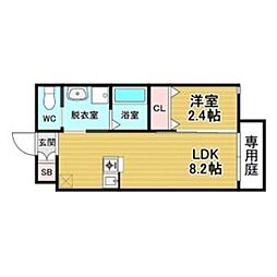 リアコート関大前II 1LDKの間取図画像