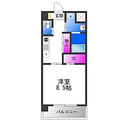 近鉄大阪線 弥刀駅 徒歩10分の賃貸マンション 7階1Kの間取り