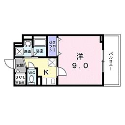 Clarus 3階1Kの間取り