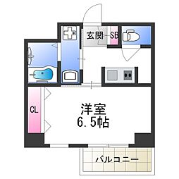 パークナードフィット天王寺南 1Kの間取図画像