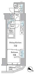 PARKAXIS赤坂山王 1DKの間取図画像