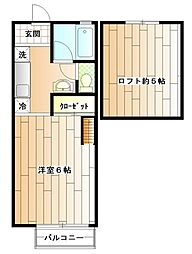 美里ハウスせいせき 2階1Kの間取り
