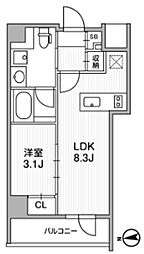 Ｌｉｇｈｔｈｏｕｓｅ中馬込 3階1LDKの間取り