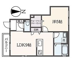 オーガスタハイム 1LDKの間取図画像