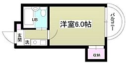 サンシティ稲田堤第5 3階1Kの間取り