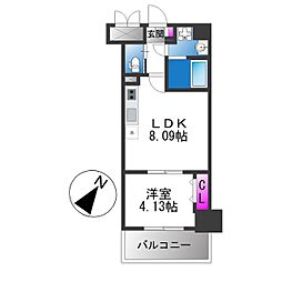 リアライズ宿院 1LDKの間取図画像