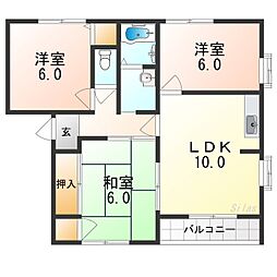ファミール白鷺 2階3LDKの間取り
