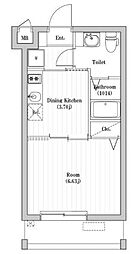 アーバンパーク六町 3階1DKの間取り