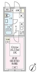 スカイラシクラス平和台 3階1Kの間取り