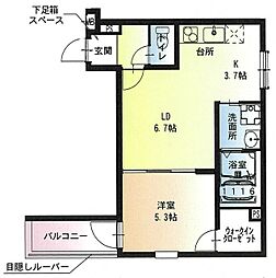 フジパレス岸部中 1LDKの間取図画像