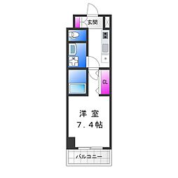 レクシア平野 1Kの間取図画像