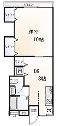 磯崎ハイツ 1DKの間取図画像