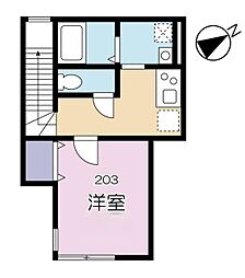 リヴェールK中井 2階1Kの間取り