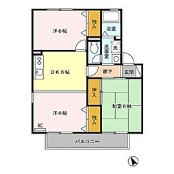 ボナール杉本 1階3DKの間取り