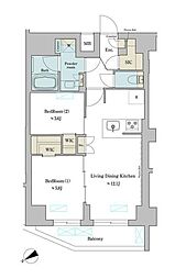 江東区深川2丁目マンション 2LDKの間取図画像