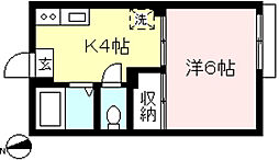 グリーンキャッスル 1Kの間取図画像