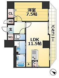 グルーブ神戸元町アリア 3階1LDKの間取り