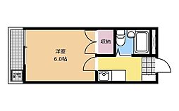 スカイプラザ陽光台 1Kの間取図画像