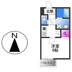 リブレ東大阪 1階1Kの間取り