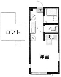 ハーミットクラブハウス中野島 2階ワンルームの間取り
