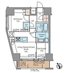 ラグゼナ北千住II 12階2LDKの間取り
